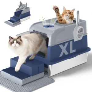 Stainless Steel Cat Litter Box Non-Stick Odor Control Easy Clean with Lid&Scoop Rust-proof Durable Stainless Steel Pet Toilet