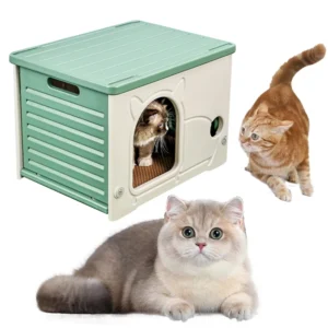 Outdoor Cat House Four Seasons Cat Houses & Condos Rainproof Cats Outdoor Nest Cozy House for Small Pets