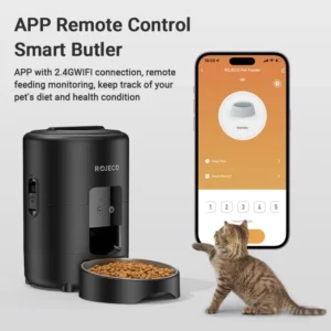 ROJECO Automatic Cat Feeder 2L Smart Dog Food Kibble Dispenser WiFi App Remote Control Timed Auto Pet Feeder For Puppy Kitten