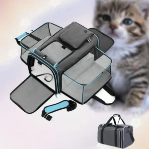 Cat Bag Foldable Large Capacity Cat Outdoor Car Expansion Portable Pet Handbag Breathable Diagonal Cross Bag for Cats and Dogs