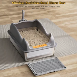 Stainless Steel Cat Litter Box With Lid, XL Metal For Big Cats, Never Absorbs Odors, Non-Sticky, Easy Clean, Anti-Urine Leakage