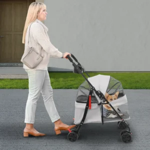 Foldable Pet Stroller Dogs Travel Cart Cats Wheelcart 69*49*97cm Lightweight for Small to Medium-sized Dog and Cat 4.54-18.14kg
