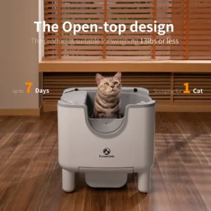 F6 Self-Cleaning Litter Box - Open-Top Automatic Cat Litter Box with Odor Control, Safety Features, and Easy Maintenance