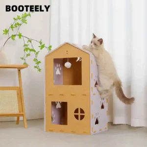 Multifunctional Felt Cat House Double Layer Pet Cat Condo With Paw Shaped Holes Cozy Indoor Cat Shelter For Cats To Rest