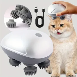 Electric Pet Massager for Cat and Dog IPX6 Waterproof Level Colorful Human-Pet Dual Use Massager Cat Head and Back Scratcher