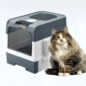 Pet Litter Box Kitten Anti Splash Toilet Fully Enclosed Spill proof Deodorant Cat Toilet Plastic Sandbox Cat Bedpan Sanitary Tra